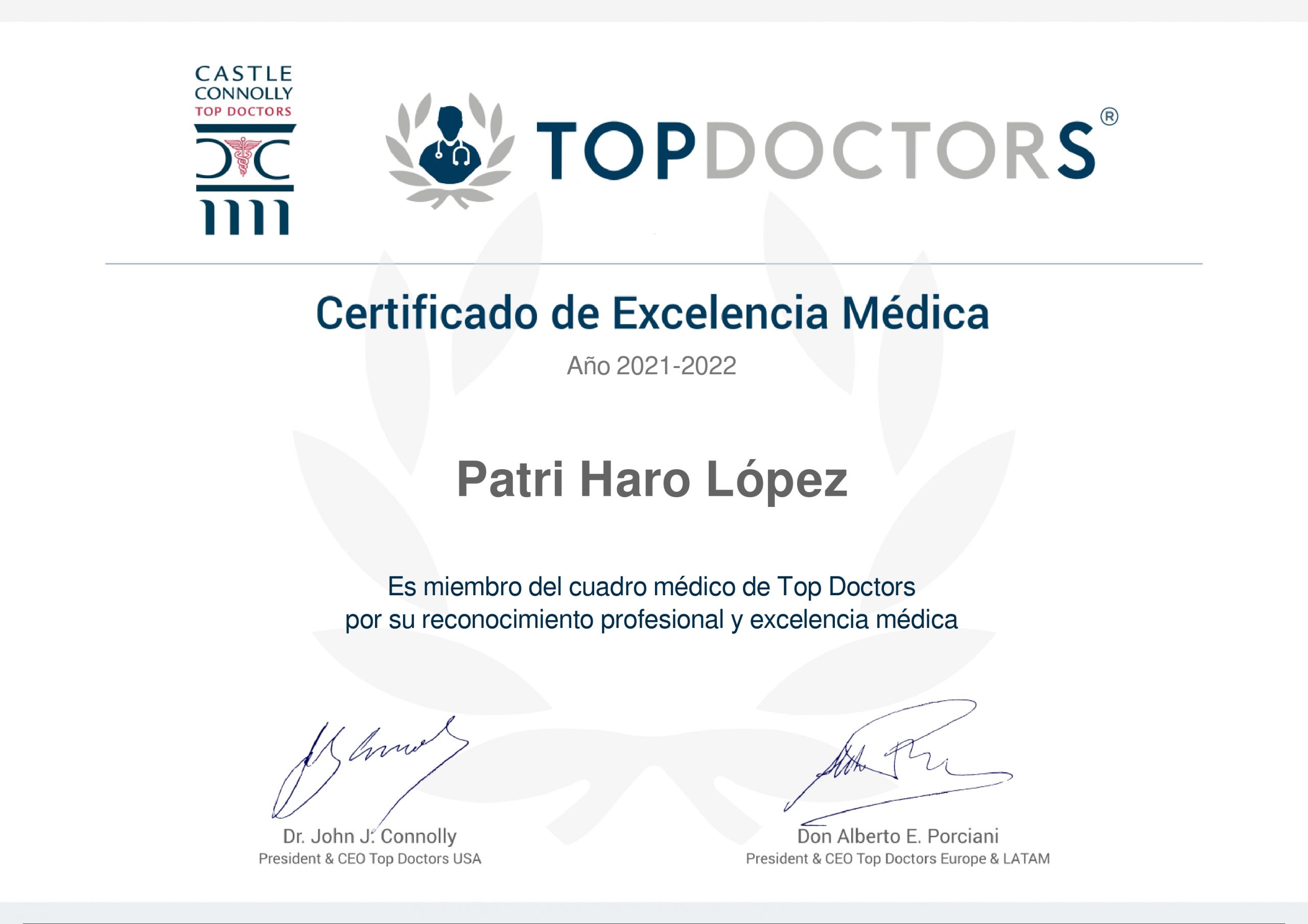 Doctoralia certificado Patri Haro López